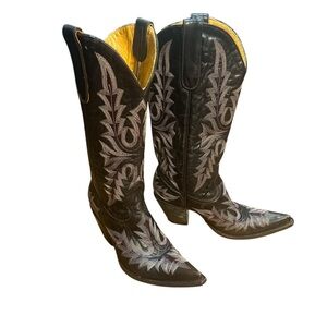Old Gringo Pink Embroidered Western Cowboy Boots Brown Leather Women’s 7B Mexico